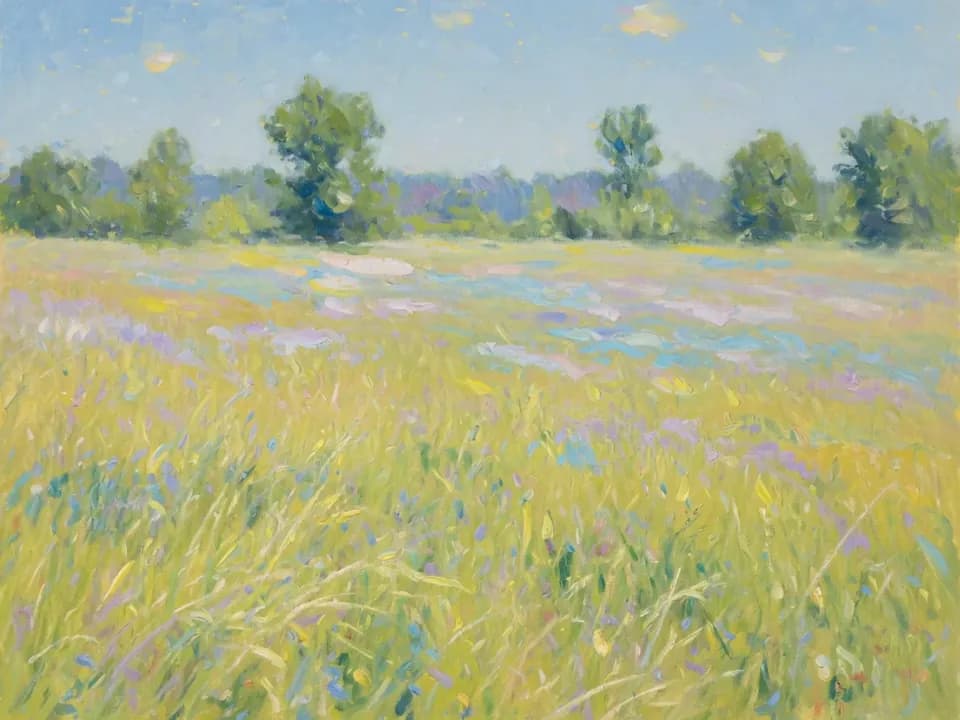 Meadow at noon painting