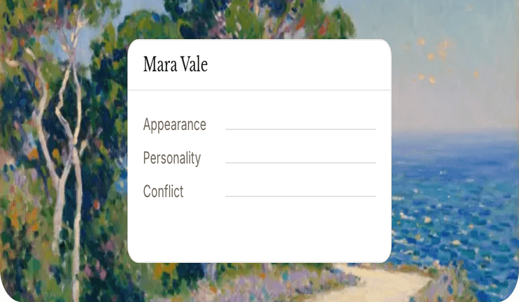 Character sheet for Mara Vale