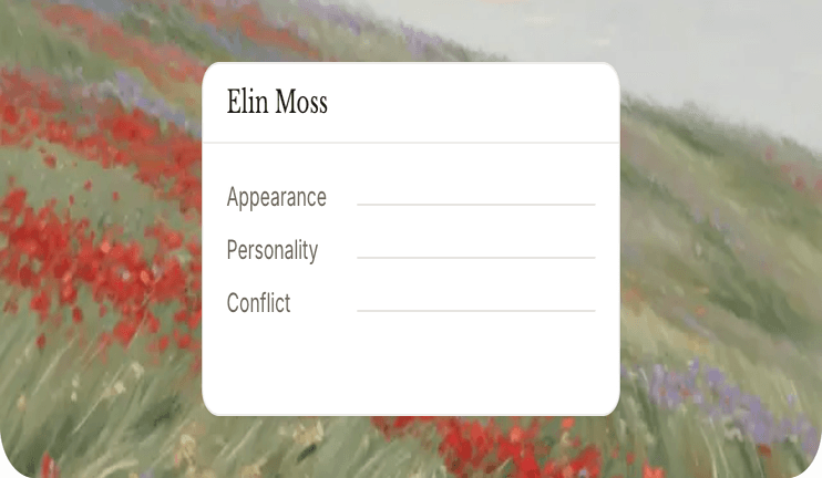 Character sheet for Elin Moss