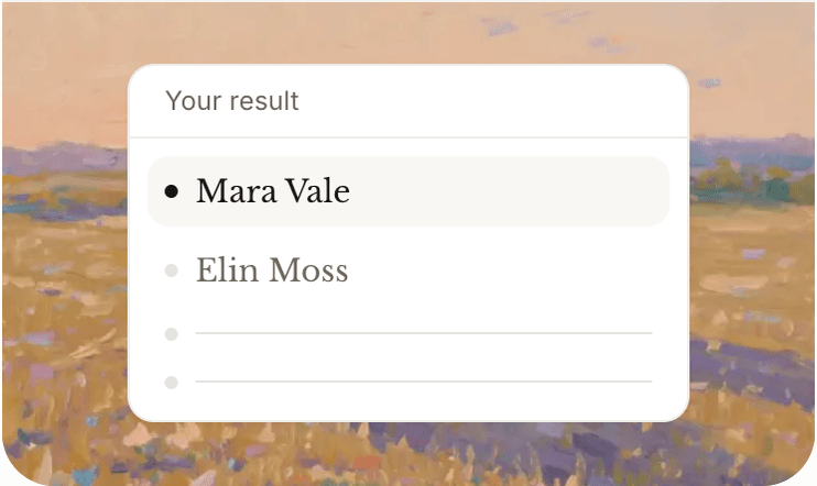 Character options with Mara Vale selected