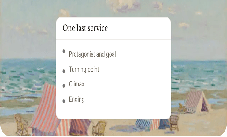 Plot spine for One last service