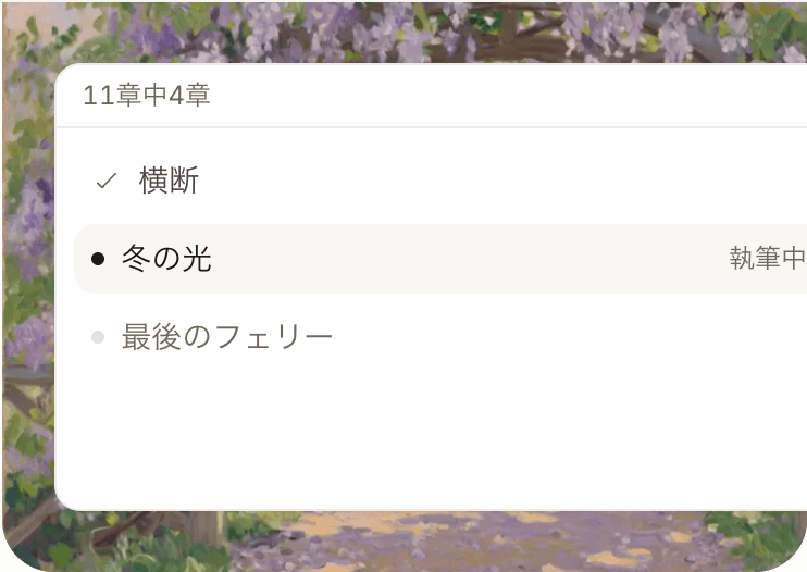 冬の光を執筆中の章立て