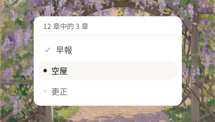 章節目錄，「空屋」正在撰寫